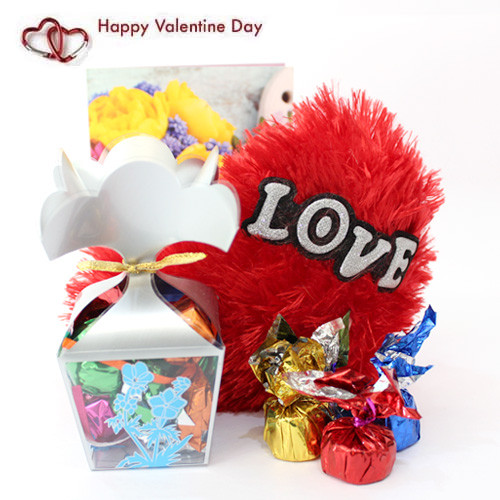 Handmade Love - Small Heart Pillow, Handmade Chocolates Decorative Pack and Card