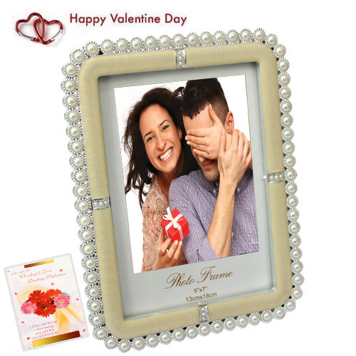 Stone Studded Photo Frame & Valentine Greeting Card