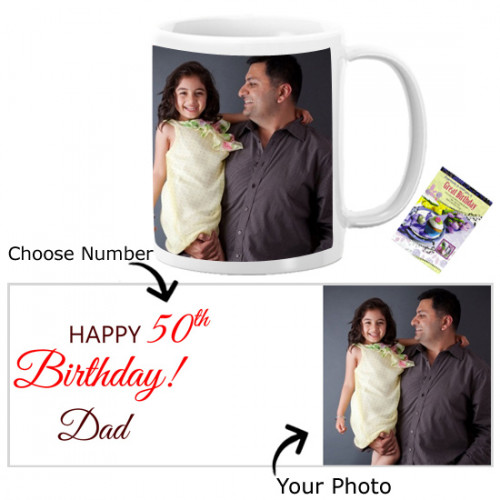 Personalized Custom Number Birthday Mug for Dad & Card