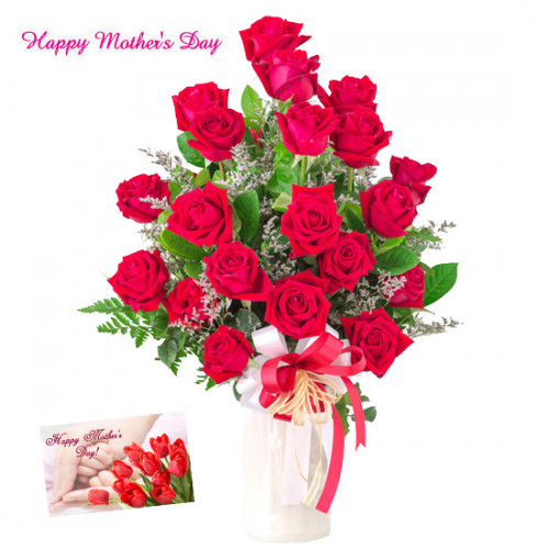Tenderly Yours - 30 Red Roses in Vase and card