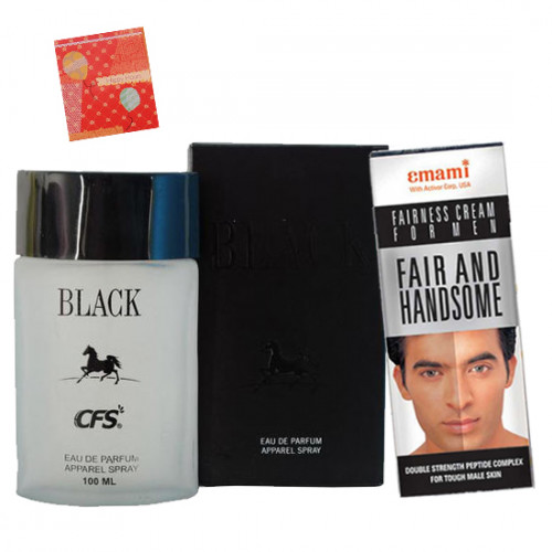 Cream Perfume - CFS Black Perfume, Emami Fair & Handsome Cream and Card