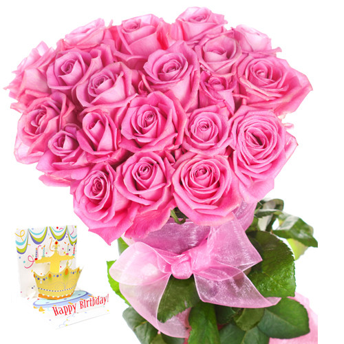 Elegant Gift - 36 Pink Roses + Card