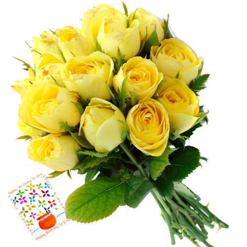 Fetching Attention - 25 Yellow Roses + Card