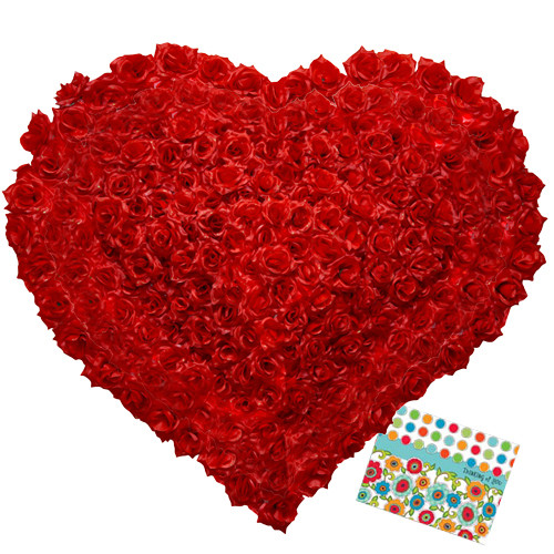 Distinct Love - 501 Roses Heart Shaped Arrangement + Card