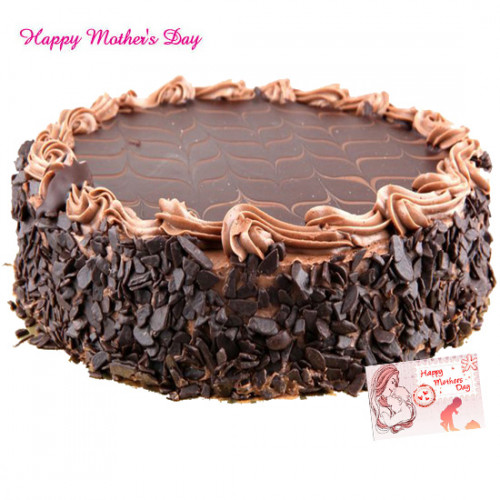 Chocolate Cake - Chocolate Cake 1 kg and Mother's Day Greeting Card