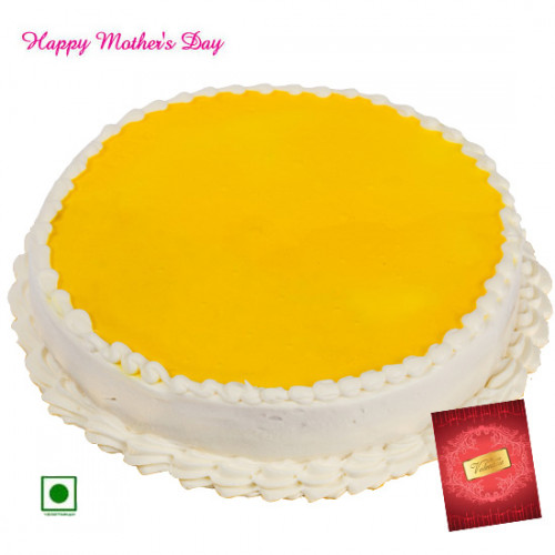 Pineapple Cake - 1.5 Kg Pineapple Cake (Eggless) and Mother's Day Greeting Card