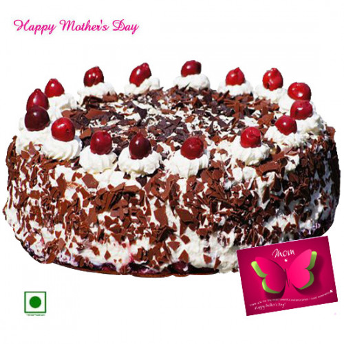 Black Forest Cake - Black Forest Cake 2 Kg and Mother's Day Greeting Card