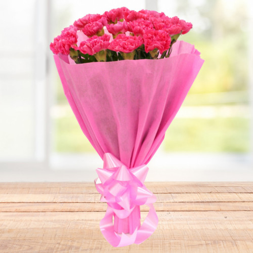 Delightful Divine - 15 Pink Carnations Bouquet and Mother's Day Greeting Card