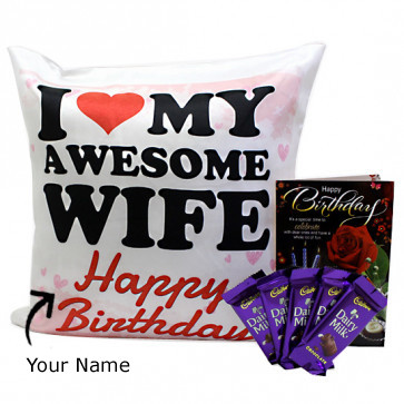 Milky Soft - Happy Birthday Personalized Photo Cushion, 5 Dairy Milk and Card