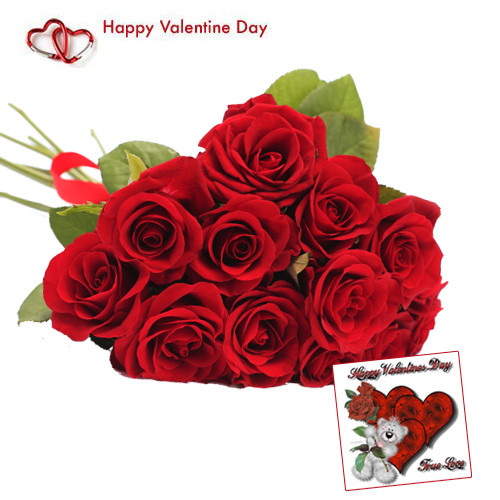 Red Roses - 50 Red Roses Bunch + Card