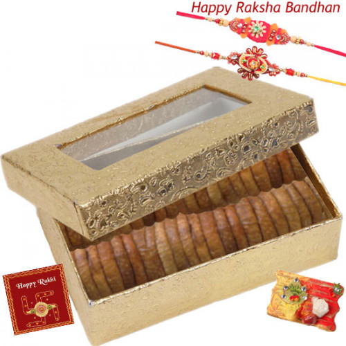 Anjeer Delight - Anjeer Box with 2 Rakhi and Roli-Chawal