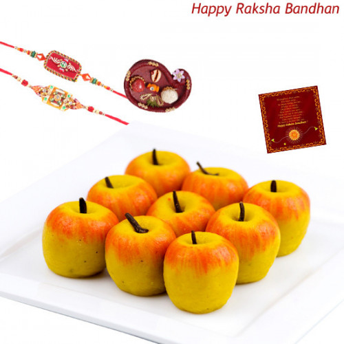Sweet Apple - Badam Apple with 2 Rakhi and Roli-Chawal