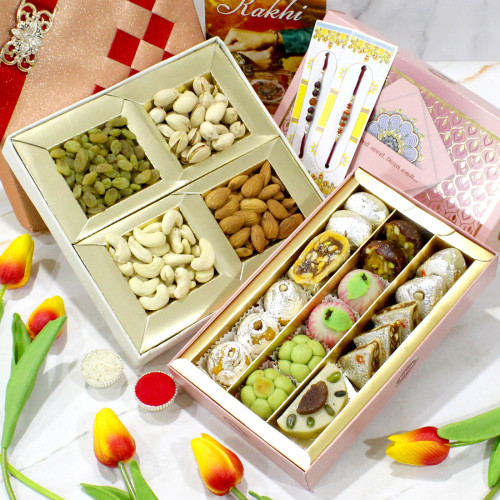 Best Wishes - Kaju Mix, Assorted Dry Fruits 200 gms with 2 Rakhi and Roli-Chawal