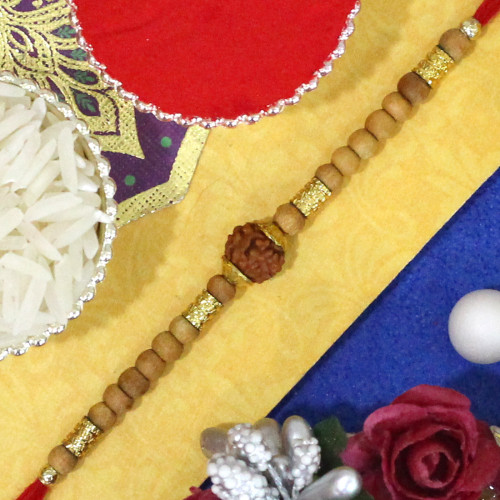 Charming Rudraksha & Sandalwood Beads Rakhi