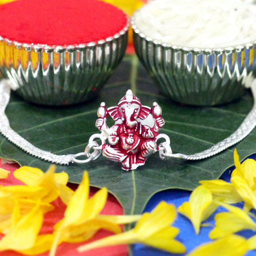 Exclusive & Charming Silver Ganesha Rakhi