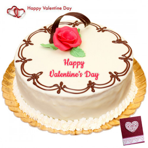 Vanilla Time - 1 Kg Vanilla Cake & Valentine Greeting Card