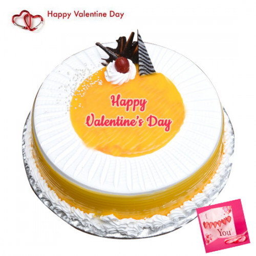 Pineapple Yum - 1 Kg Pineapple Cake & Valentine Greeting Card