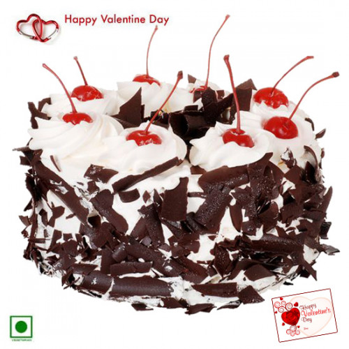 Black Forest Treat - 1.5 Kg Black Forest Cake (Eggless) & Valentine Greeting Card