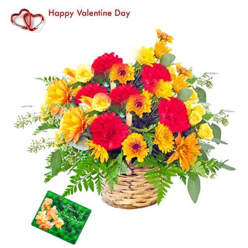 Warm Wishes - 15 Carnation Basket + Card
