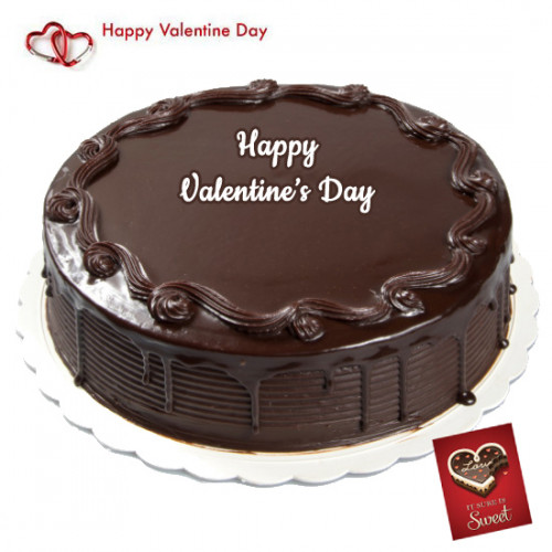 Yummy Chocolate Truffle - Chocolate Truffle Cake 2 kg + Valentine Greeting Card