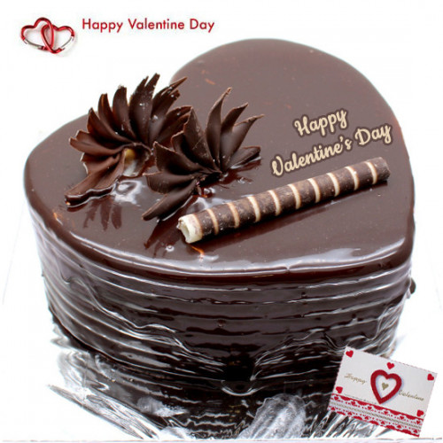 Chocolaty Heart - Chocolate Heart Shaped Cake 2 kg + Valentine Greeting Card