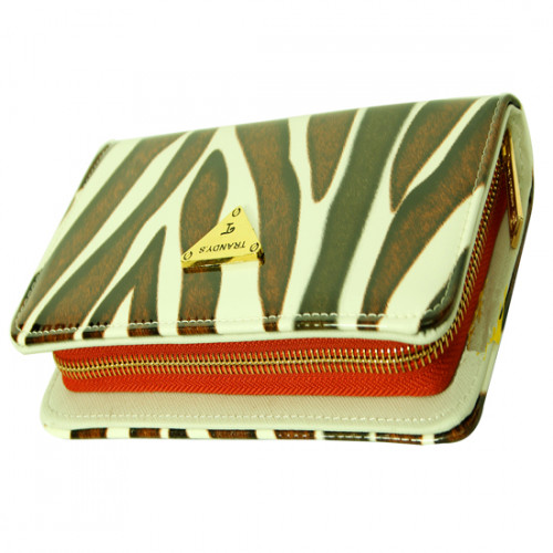 White & Brown Clutch (8 inch by 4 inch)