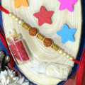 Traditional Rudraksha Rakhi with Wooden & Pearl Beads