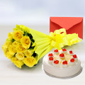 Hypnotic Combo - 20 Yellow Roses Bunch, 1/2 Kg Pineapple Cake