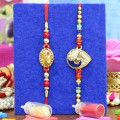 Set of 2 Rakhis - Golden Plated and Mauli Rakhi