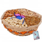 Dryfruit Choco Basket - Assorted Dryfruits in Basket with Handmade Chocolates 1 Kg