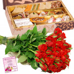 Rose Bunch Mix - 50 Red Roses Bunch, Kaju Mix 1 Kg