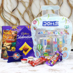 Rakhi Stationery Kit for Kids - Stationery Kit, Cadbury Celebration, 2 Fuse, 2 Kitkat, Kids Rakhi, Free Greeting Card & Roli-Chawal