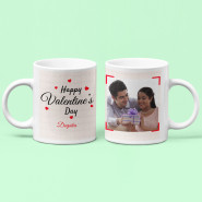 Grand and Graceful - Happy Valentines Day Personalized Mug, Photo Keychain, Mini Celebration, Ferrero Rocher 4 Pcs & Valentine Greeting Card
