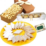 Ideal Combo - Kaju Katli, Cashew nut Box, Ferrero Rocher 4 pcs