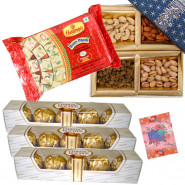 Perfect Gift Idea - Soan Papdi, Assorted Dryfruits, 3 Ferrero Rocher 4 pcs each
