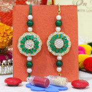 Elegant Bhaiya Bhabhi Rakhi Pair with Diamonds