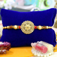 Antique Finish Elegant Rakhi with Diamonds & Pearls