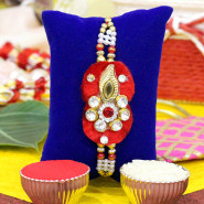 Traditional Diamond, Pearl & Bead Work Fancy Rakhi