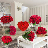Fragrance Of Romance - Full Room Arrangement with Beautiful Flowers + Card