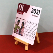 Personalized Wooden Stand Photo Desk Calendar and Card