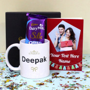 Photo Mug with Silk Oreo - Personalized Alphabet Letter Photo Mug, Dairy Milk Silk Oreo, Personalized Card and Premium Box (B)