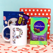 Photo Mug with Celebrations - Personalized Alphabet Letter Photo Mug, Mini Celebrations, Personalized Card and Premium Box (P)