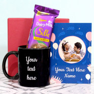Silky Mug - Dairy Milk Silk Rosted Almond, Personalized Black Mug, Personalized Card and Premium Box (M)