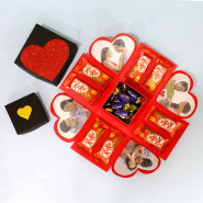 Yummy Explosion Box - 8 Kit Kat, Choclairs Gold 10 Pcs, 4 Photo and Explosion Box
