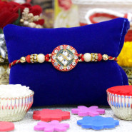 Glittering Mauli Rakhi with Stones & Beads