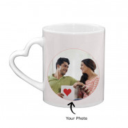 Personalized Heart Handle Mug (Three Photos) & Card
