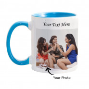 Personalized Inside Blue Mug (Three Photos) & Card
