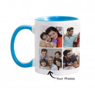 Personalized Inside Blue Mug (Nine Photos) & Card