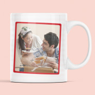 Double Mug Treat - Our Love is Magic Personalized Mug, Photo Heart Keychain, 2 Dairy Milk Fruit N Nut & Card