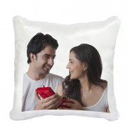 Happy Valentines Day with Smiley Personalized Cushion & Valentine Greeting Card